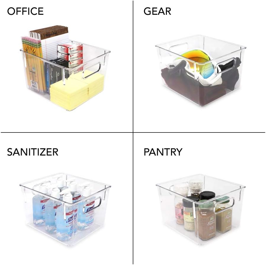 Isaac Jacobs 3-Pack Medium Clear Storage Bins with Handles