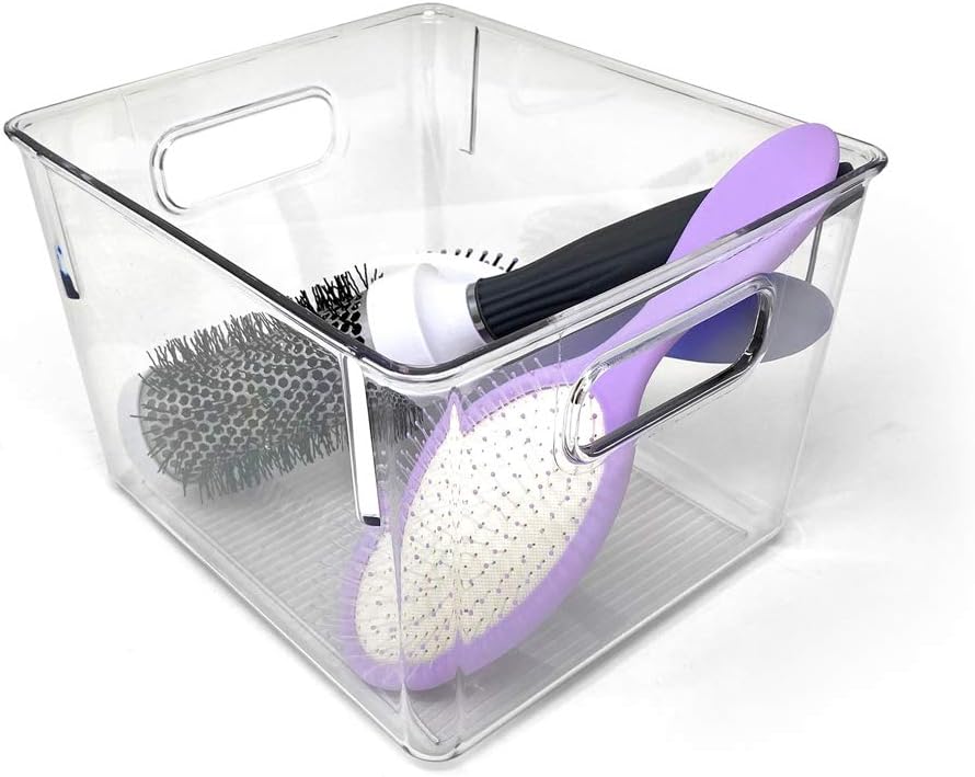 Isaac Jacobs 3-Pack Medium Clear Storage Bins with Handles