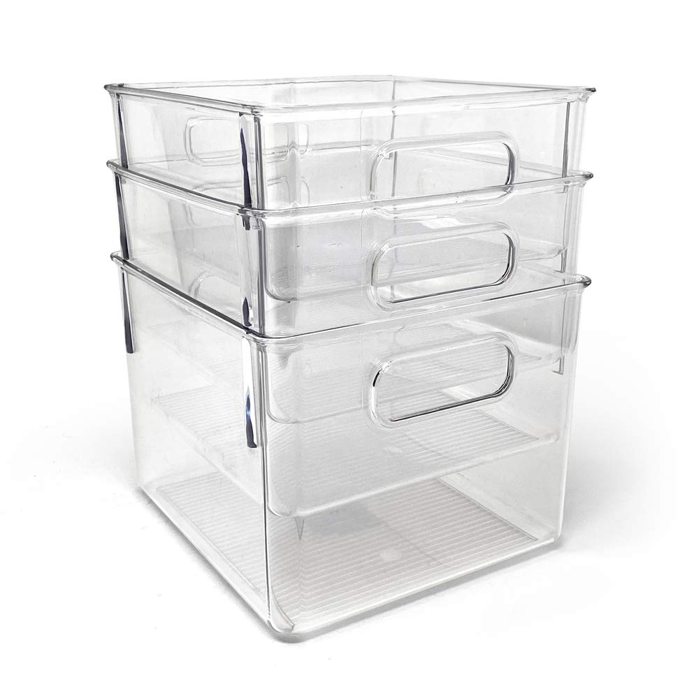 Isaac Jacobs 3-Pack Medium Clear Storage Bins with Handles