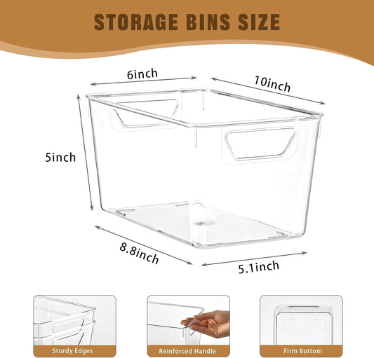 Freebat 12 Pack Pantry Organization and Storage,Clear Plastic Storage Bins