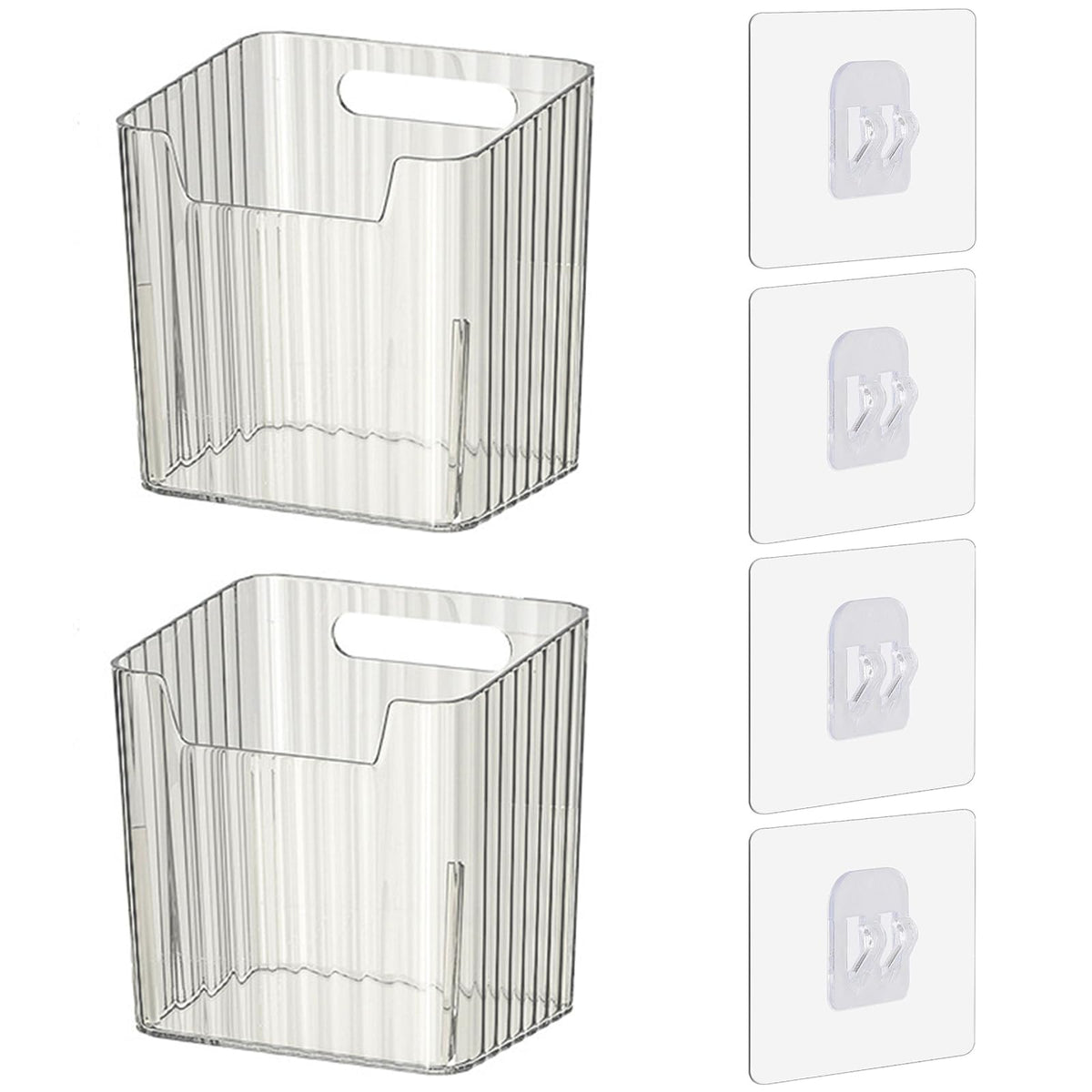 Lae Nuvole 2 Pack Adhesive Wall Storage Bins, Cabinet Door Organizer, Clear