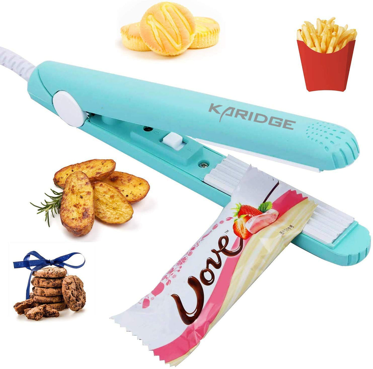 Karidge chip Bag Sealer Mini, Handheld Heat Sealer for Chip Bags and Mylar Bags, Portable Bag Resealer for Food Storage - Black