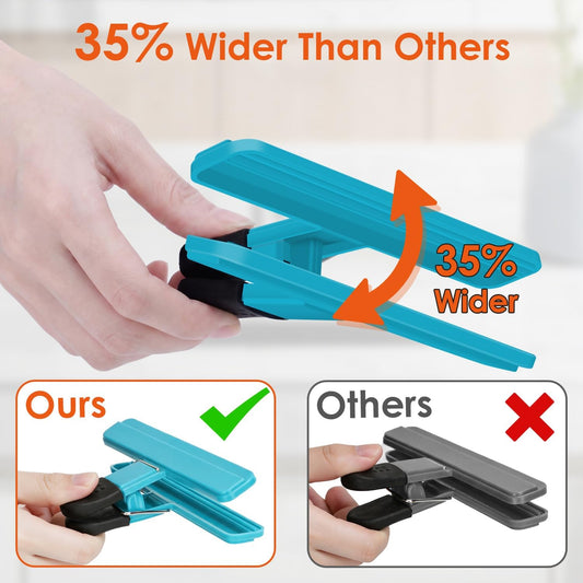 TACGEA Large Chip Clips, 6 Pack Upgrade Wide Open Bag Clips for Food Storage with Air Tight Seal Grip