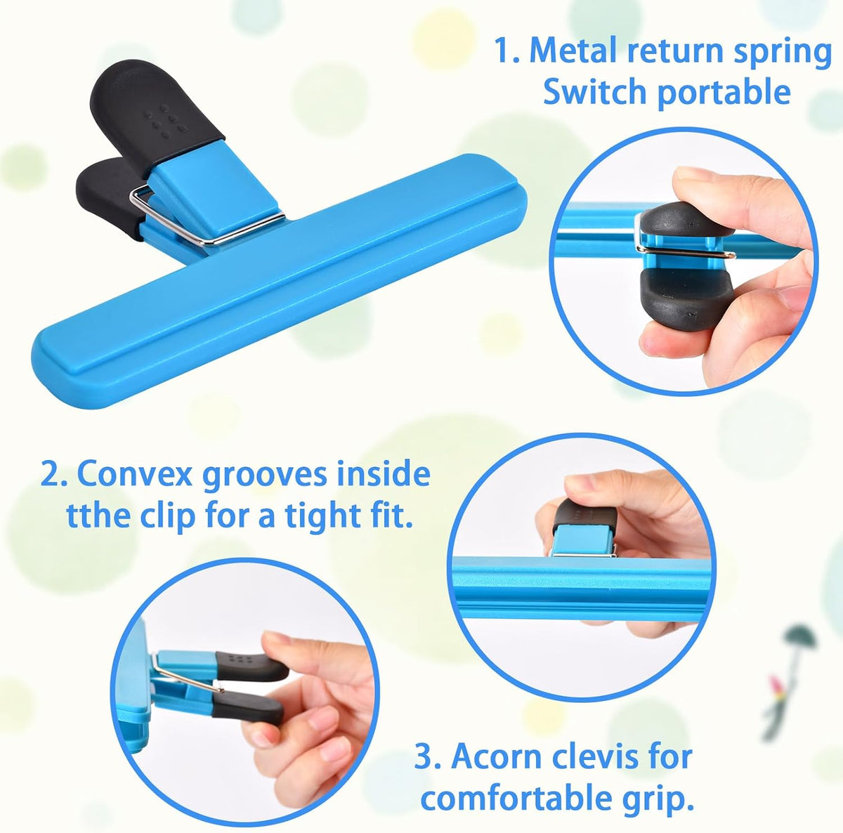 Zhtulck 12 PCS Chip Clips Bag Clips Food Clips for Bags Sealing Clip Large Size Food Bag Clips for Food Storage Kitchen and Home(6.1in x4,3.07in x8)