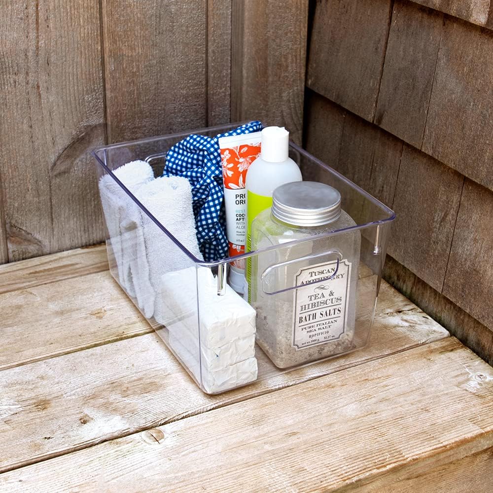 Isaac Jacobs 3-Pack Medium Clear Storage Bins with Handles