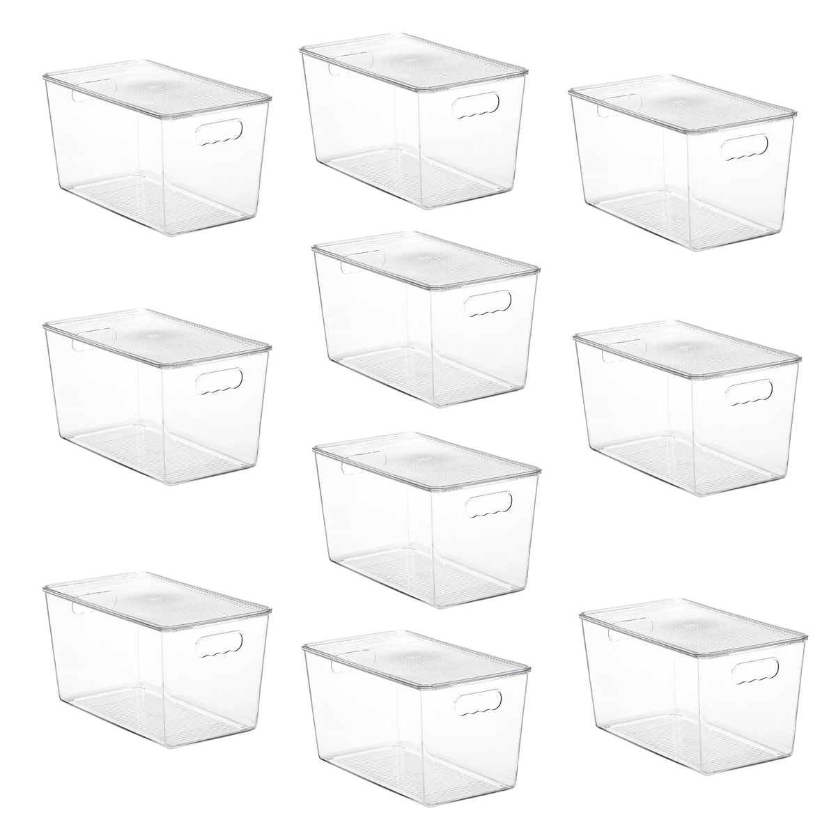 Vtopmart 6 Pack Clear Stackable Storage Bins with Lids and Handles, Medium