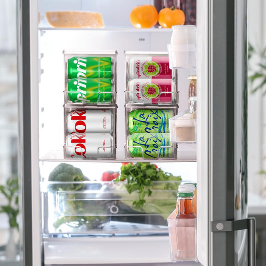 ClearSpace Soda Can Organizer Dispenser for Refrigerator, 12 Can, 2 Pack