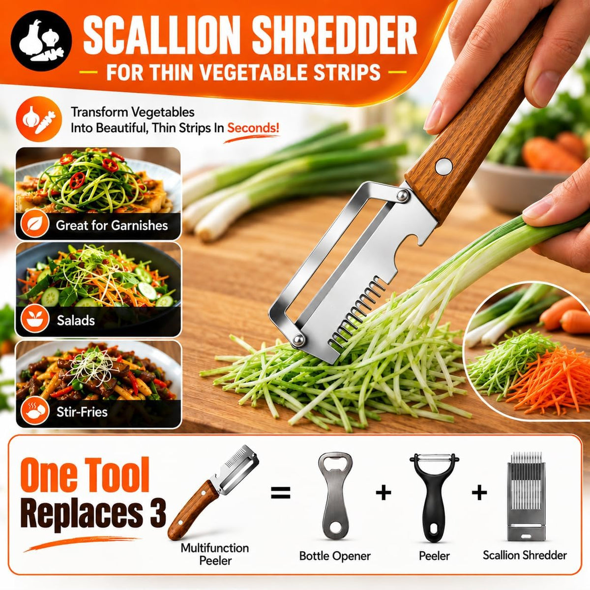 2Pcs Multifunctional Vegetable Peeler with Julienne Shredder, Bottle opener