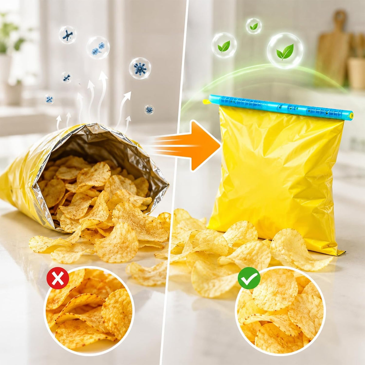 Food Bag Sealers, 12 Pack Slide-On Bag Clips for Chips & Snacks