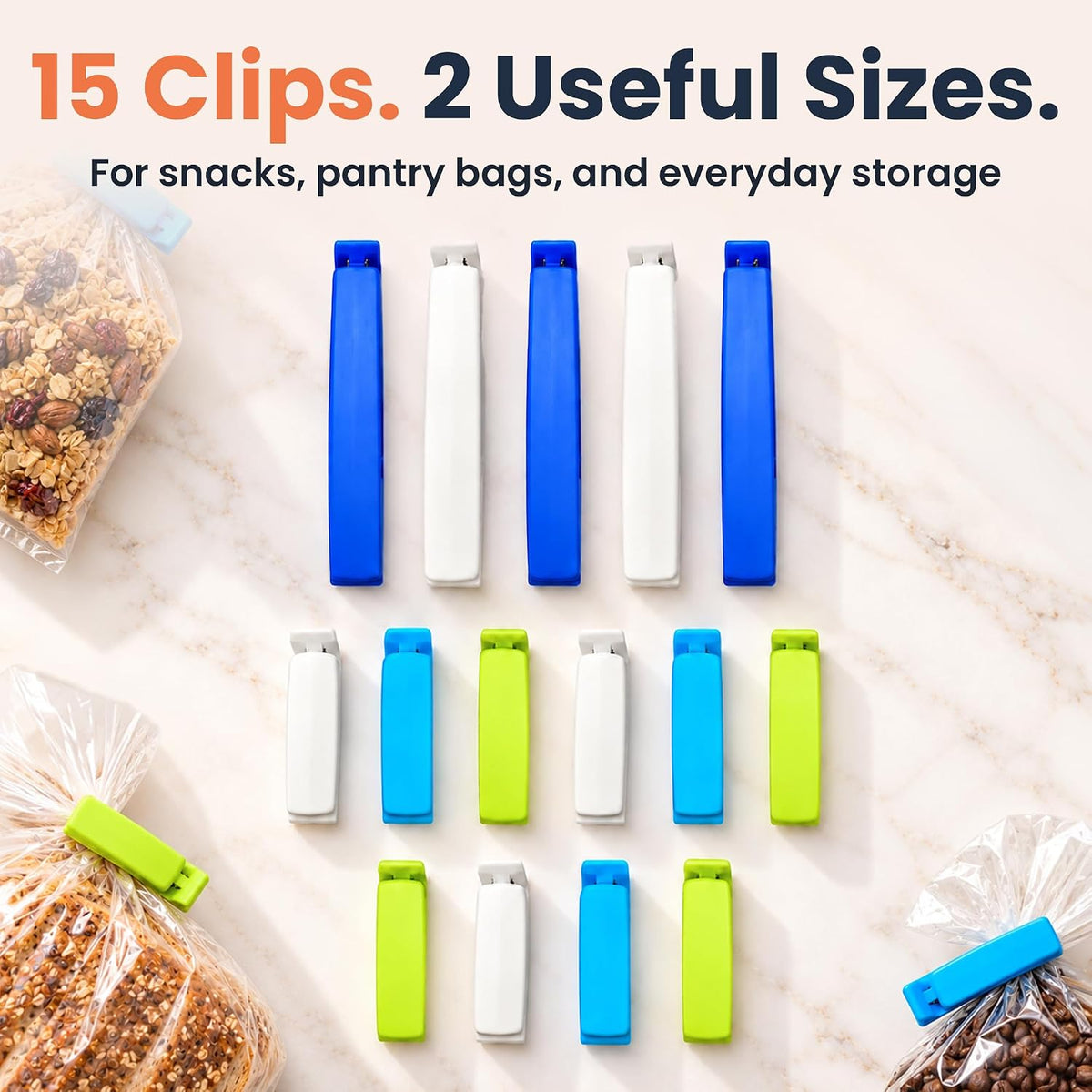 LINDEN SWEDEN Twixit! Bag Clips - Keep Food Fresh, Stop Spillage Set of 15