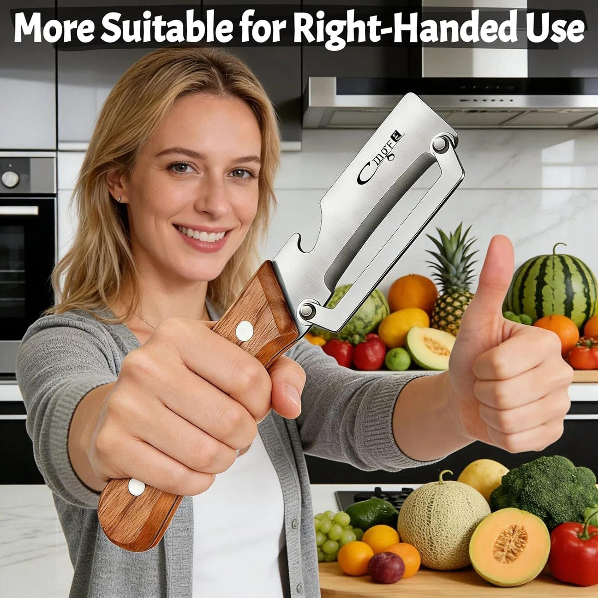 TEEVEA Vegetable Peeler, Stainless Steel Wooden Handle for Potato, Apple