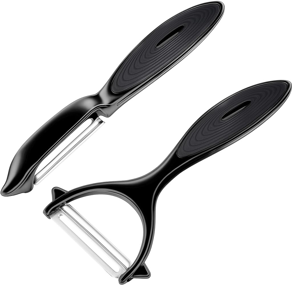 Premium Vegetable Peeler Set – Ultra Sharp Stainless Steel Blades with Non-Slip Ergonomic Handles for Easy Potato, Fruit & Veggie Peeling (2PCS)