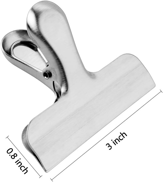 MORSLER Chip Clips & Stainless Steel Heavy-Duty Food Bag Clips 8 Packs - Large and Durable with 3 Inch Wide, Perfect for Air Tight Seal Grips on Coffee,Food & Bread Bags,Office Kitchen Home Usage