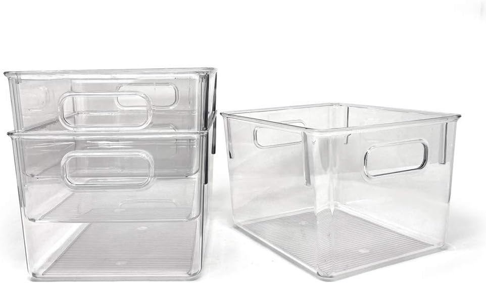 Isaac Jacobs 3-Pack Medium Clear Storage Bins with Handles