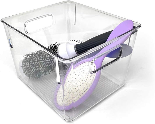 Isaac Jacobs 3-Pack Medium Clear Storage Bins with Handles