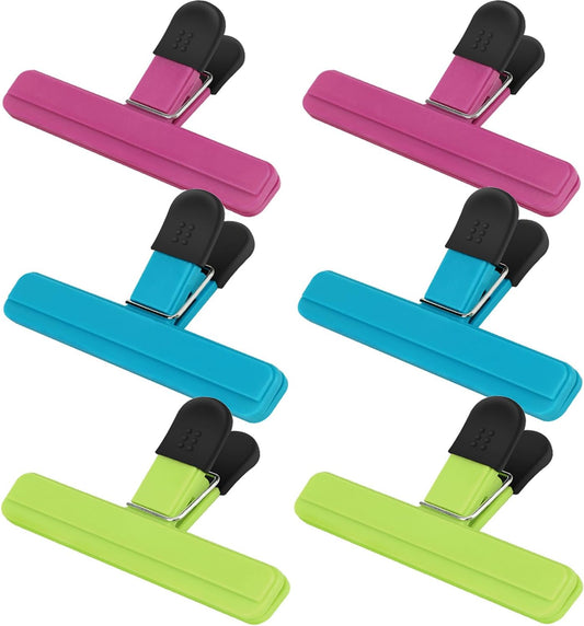 TACGEA Large Chip Clips, 6 Pack Upgrade Wide Open Bag Clips for Food Storage with Air Tight Seal Grip