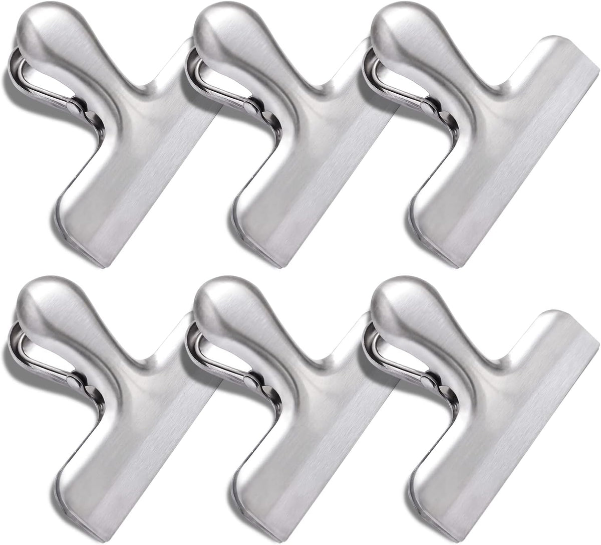 6 Pack Bag Clips, Stainless Steel Chip, Chip Clips Food Clip, Heavy Duty Air Tight Seal Kitchen Clip Snack Food Bag Clamp