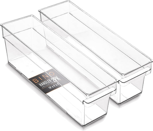 BINO | Plastic Storage Bins, Small | THE HANDLER COLLECTION | Multipurpose Organizer Bins | Kitchen Pantry Organizers and Storage | Clear Containers for Organizing Home | Freezer Organizer