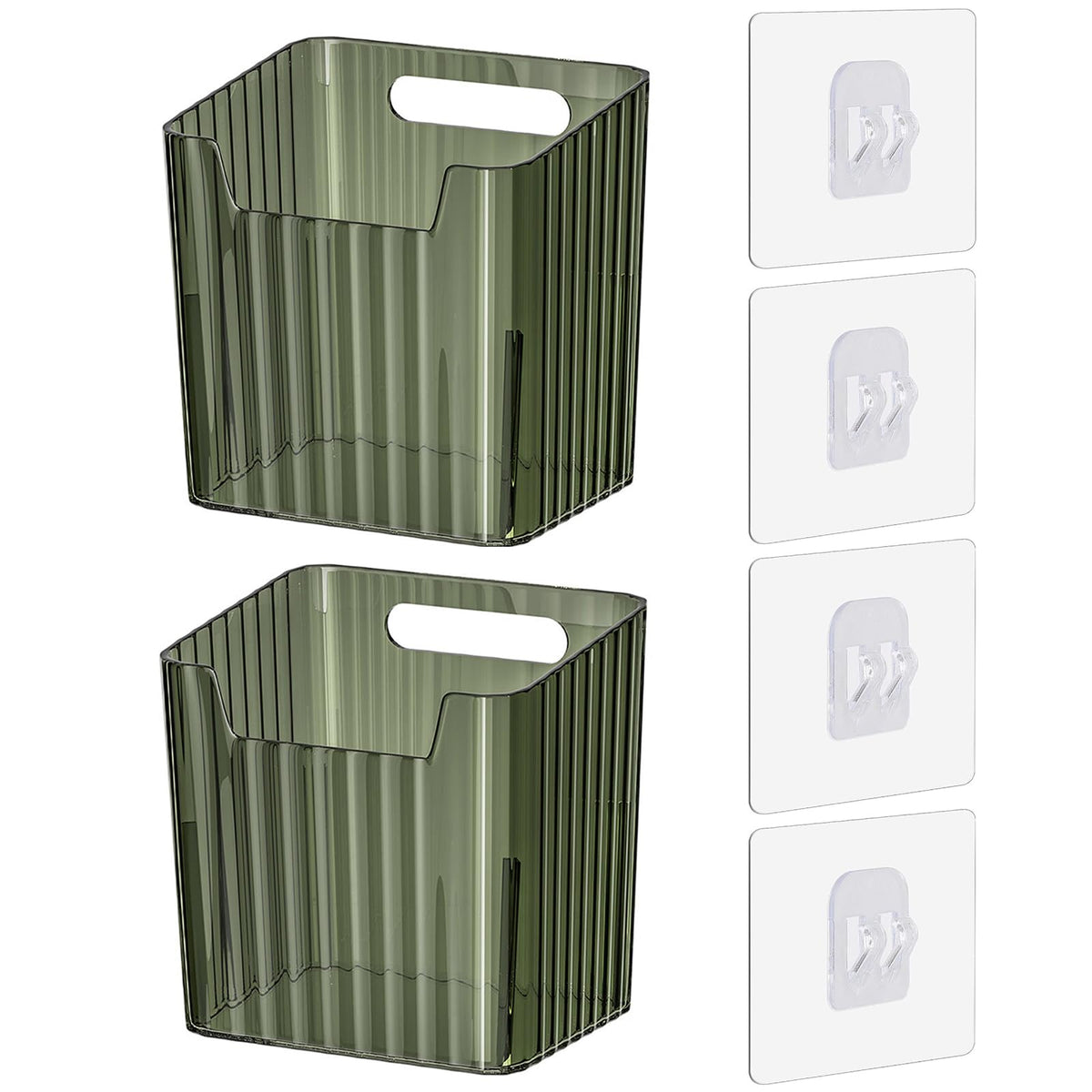 Lae Nuvole 2 Pack Adhesive Wall Storage Bins, Cabinet Door Organizer, Clear