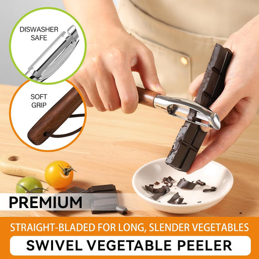 Vegetable Peeler Set, 2-Pack, Walnut Wood Handles, Straight & Y