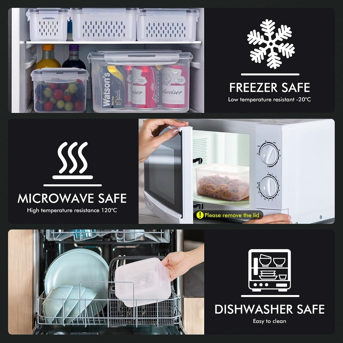 HOTEC 5-Pack Fruit Storage Container for Fridge, Food Storage Containers