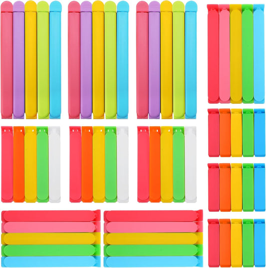 60 PCS 4 Sizes Colorful Chip Clips for Food Bag, Kitchen Essentials Gadgets