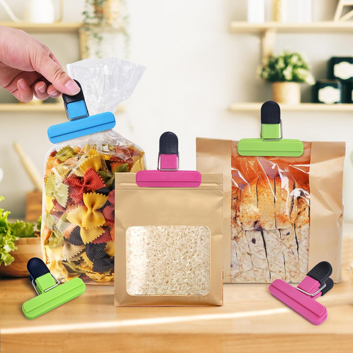 UNIYO 9Pack Large Chip Bag Clips - Assorted Sizes Food Bag Clips Plastic Heavy Seal Grip