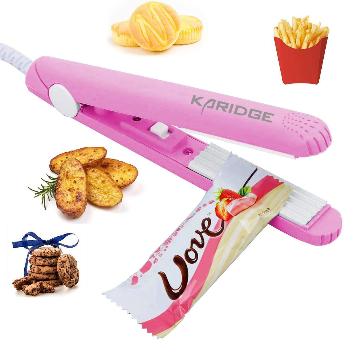 Karidge chip Bag Sealer Mini, Handheld Heat Sealer for Chip Bags and Mylar Bags, Portable Bag Resealer for Food Storage - Black