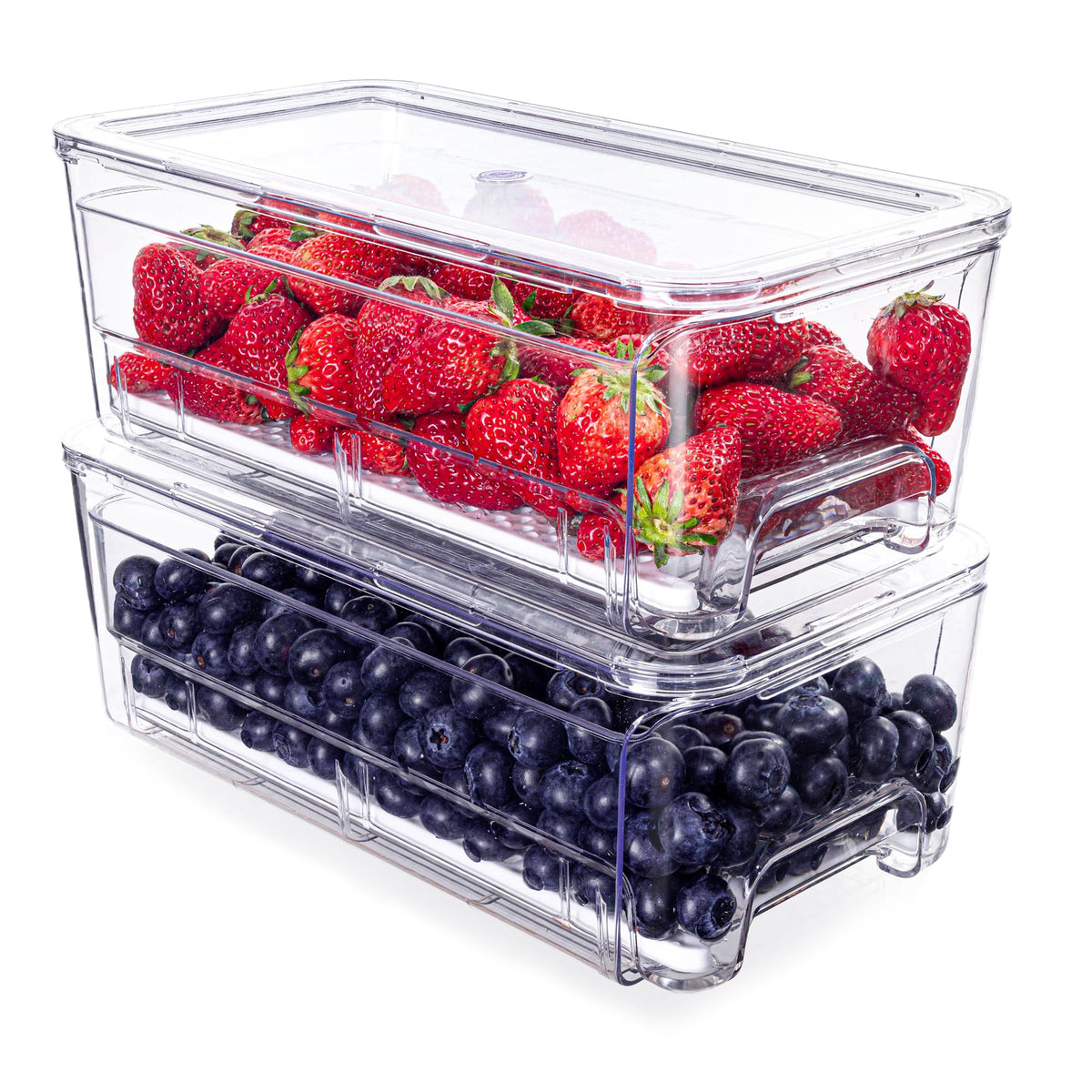 Imncya Clear Fridge Organizer, 4-Pack Stackable Refrigerator Storage Bins