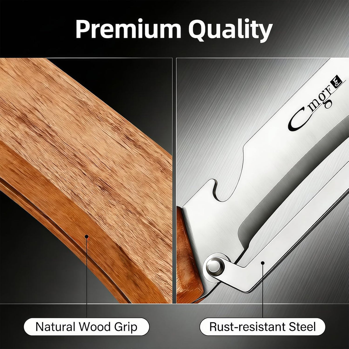 TEEVEA Vegetable Peeler, Stainless Steel Wooden Handle for Potato, Apple